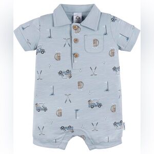 Gerber Baby Blue Golf Print Romper - 3-6m